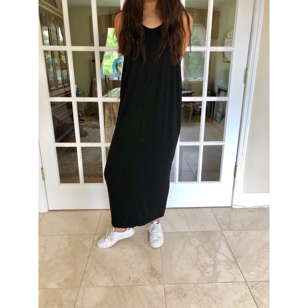 Black maxi dress with draping detail size small